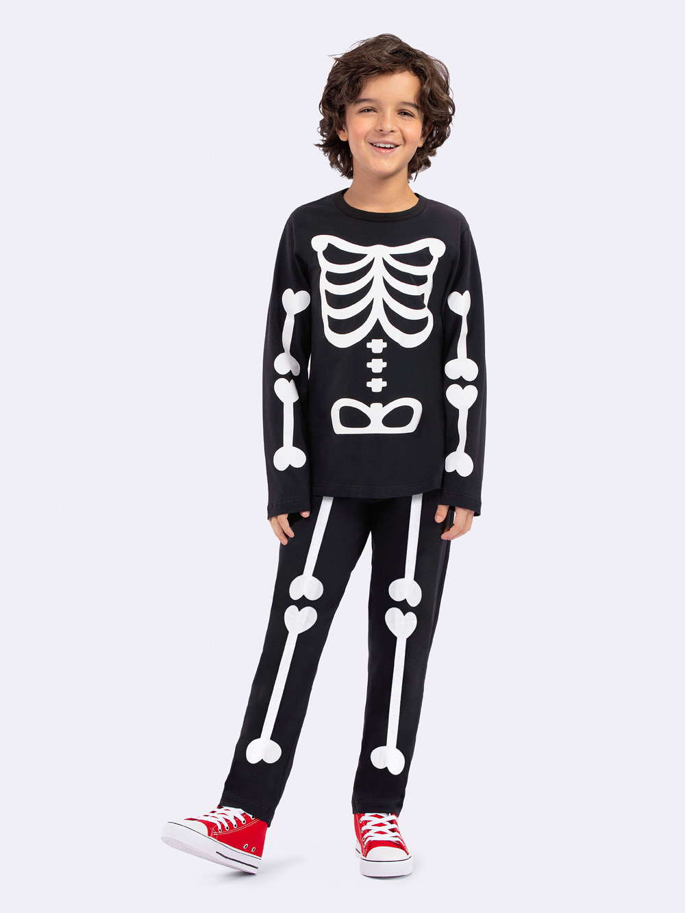 Pijama Manga Longa Infantil Esqueleto Classic Preto - Imagem 2