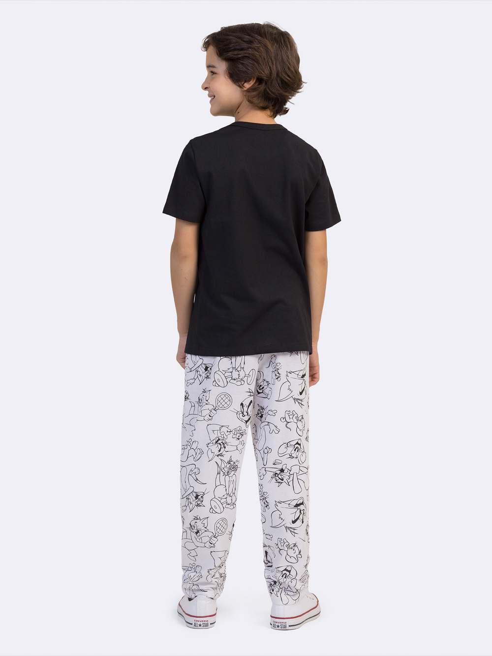 Pijama Manga Curta Infantil Masculino com Calça Tom e Jerry Outline - Imagem 3