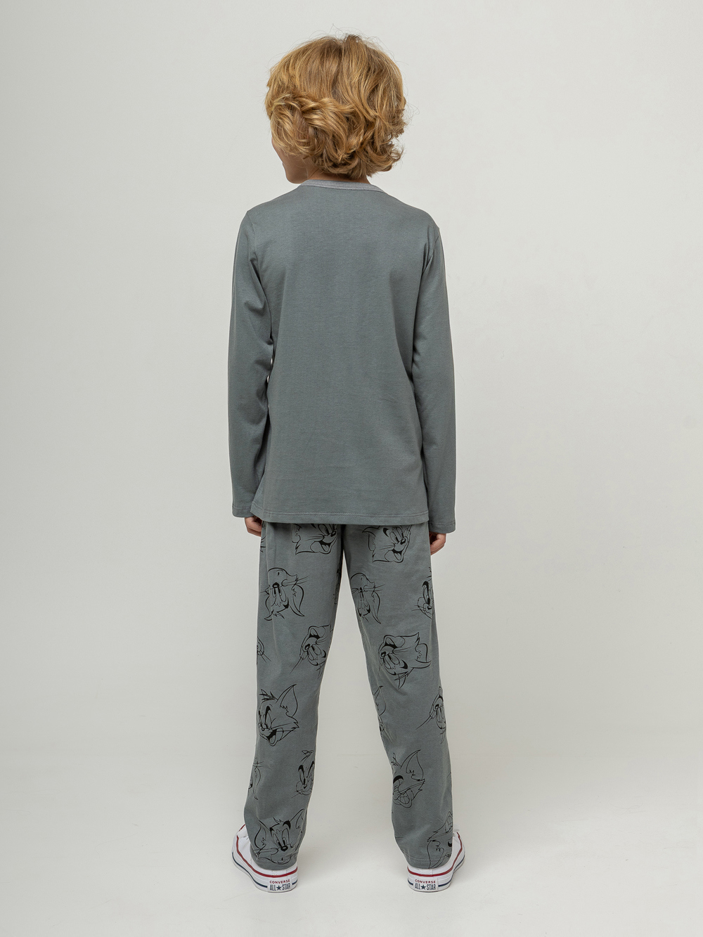Pijama Manga Longa Masculino Infantil Tom Cinza - Imagem 3