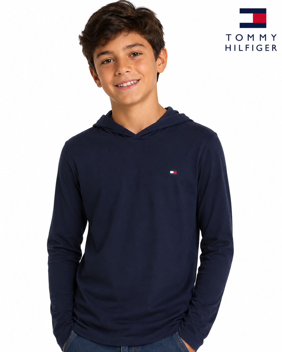 Camiseta Meia estação Tommy Hilfiger Manga Longa Azul Marinho