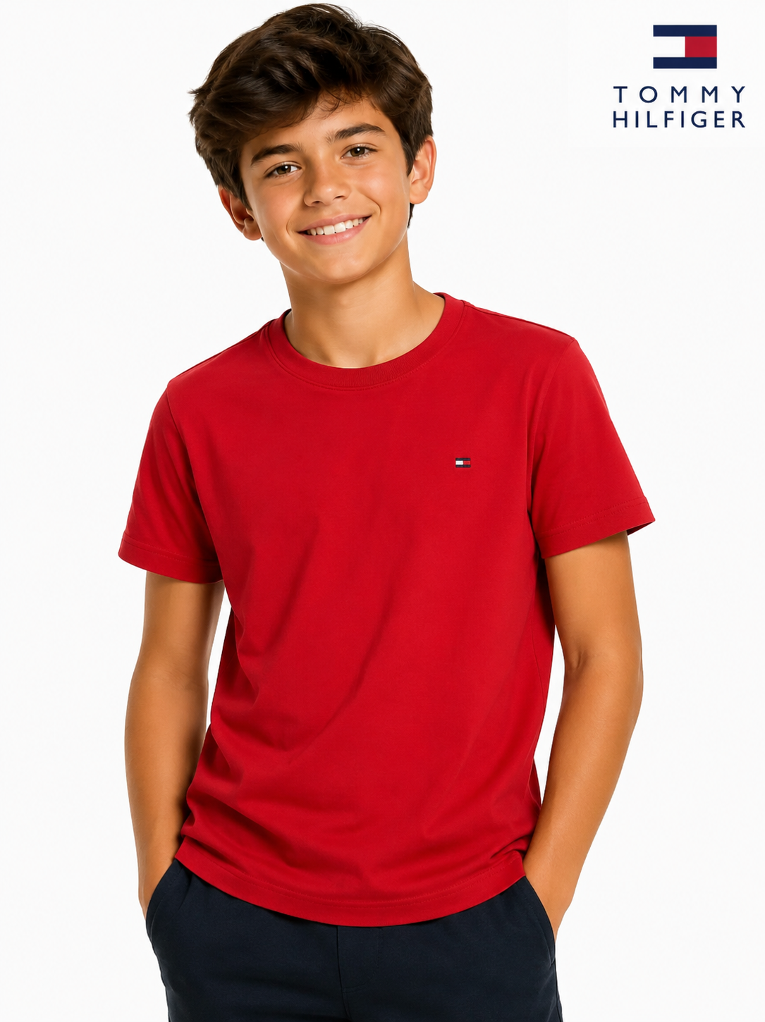 Camiseta Tommy Hilfiger Manga Curta Lisa Vermelha