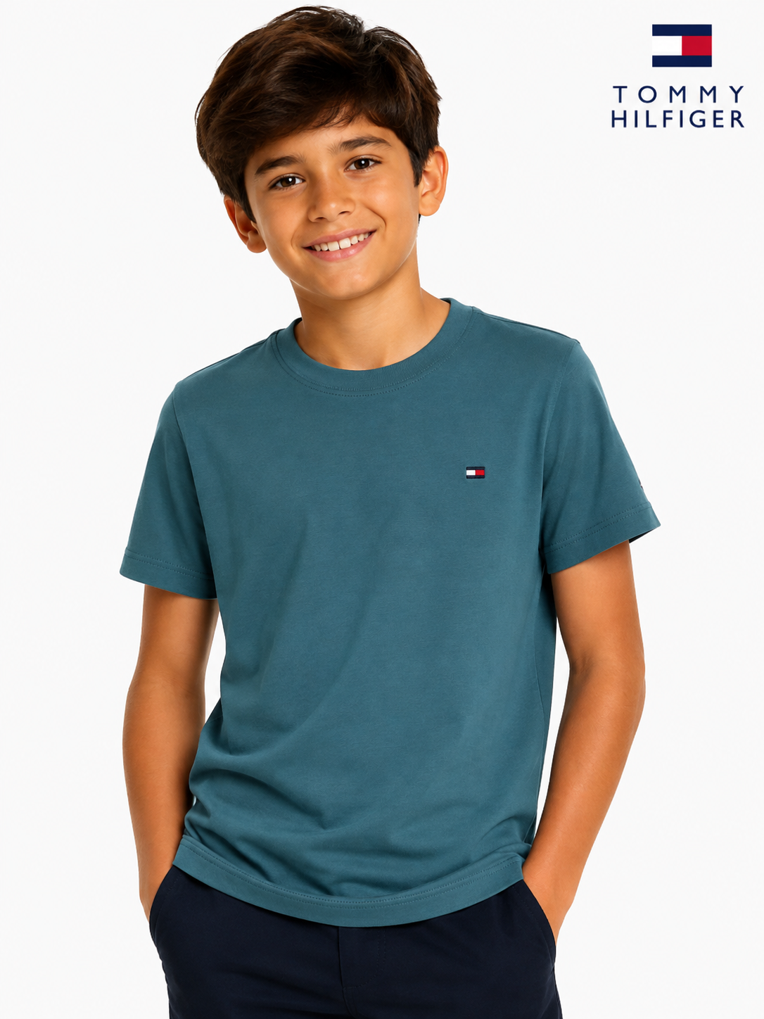 Camiseta Tommy Hilfiger Manga Curta Azul Petróleo