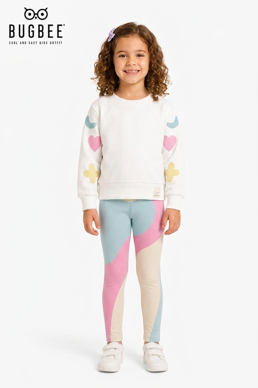 Blusa e Calça infantil Bugbee Off White com Estampa Colorida