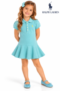 Vestido Infantil Polo Ralph Lauren Verde Água
