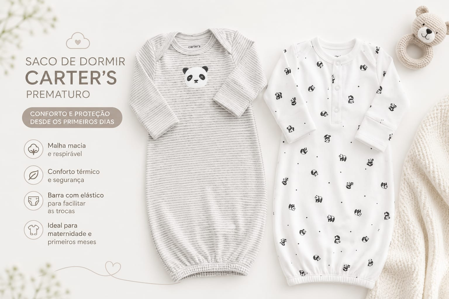 Kit 2 Sacos de Dormir Carter's Linha Prematura - Imagem 4