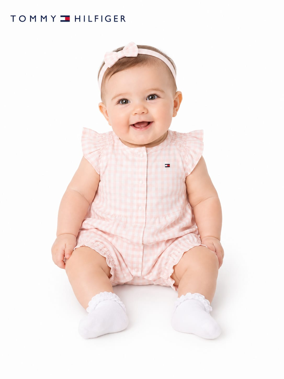 Macacão Curto Infantil Tommy Hilfiger Xadrez