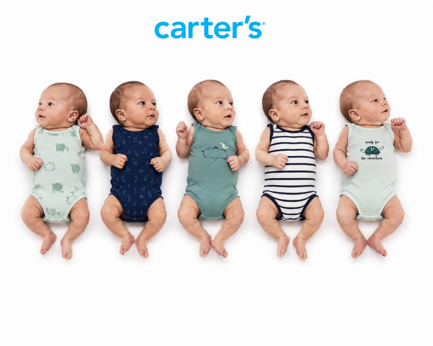 Kit com 5 Bodies Regata Carter's