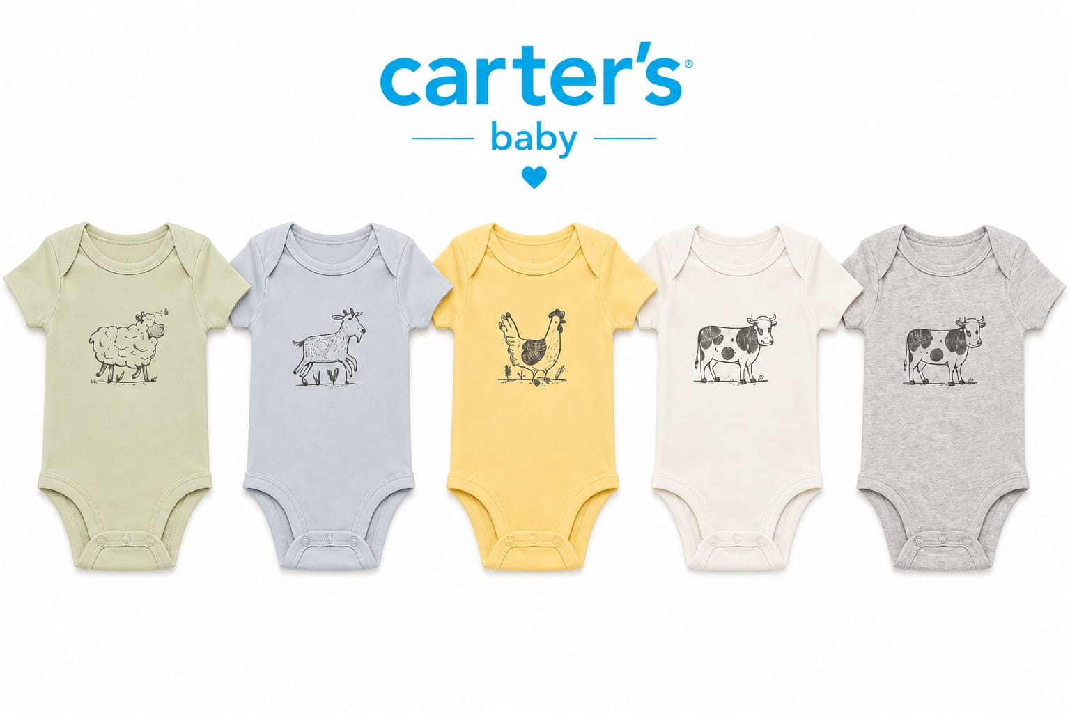 Kit 5 body Carter’s estampa Fazendinha - Imagem 2