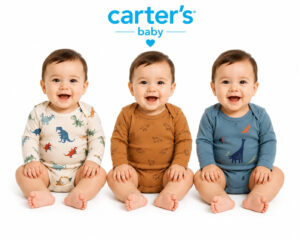 Kit 3 body manga longa Carter's