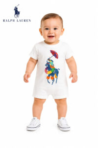 Macacão curto cavaleiro colorido Ralph Lauren