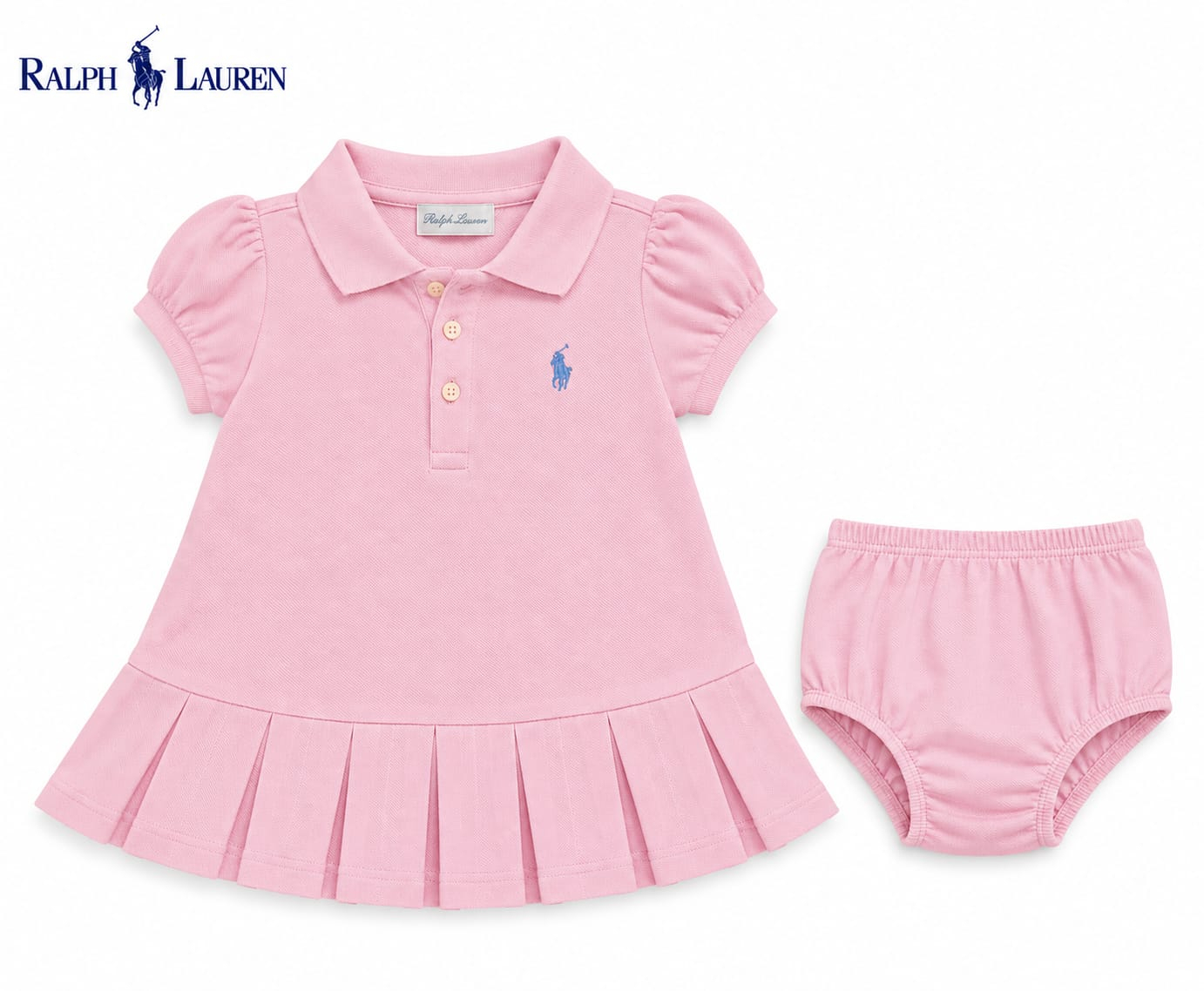 Vestido Polo Ralph Lauren Infantil Rosa com Calcinha - Imagem 2