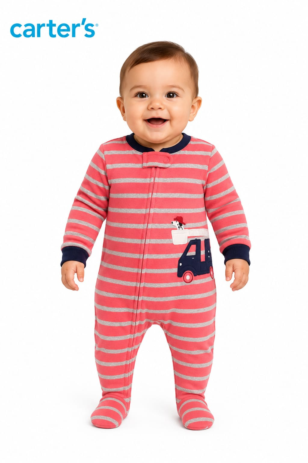 Macacão Fleece Carter's Estampa Caminhão de Bombeiro