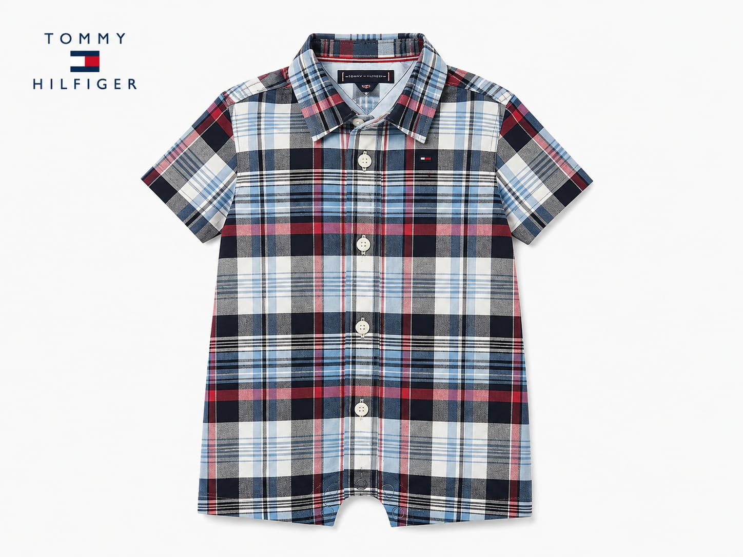 Macacão Curto Xadrez Tommy Hilfiger Infantil - Imagem 2