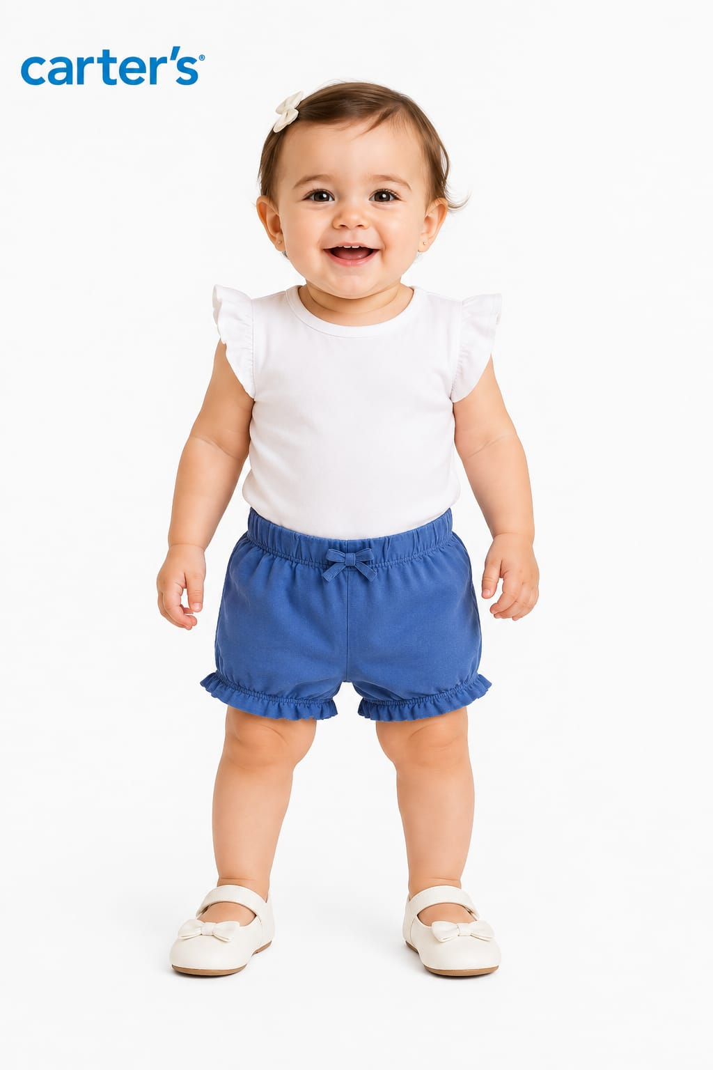 Shorts Bebê Menina Carter's com Babado – Azul