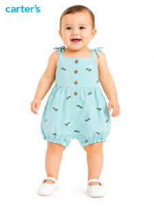 Macacão Curto Carter's Floral Azul Claro para Bebê