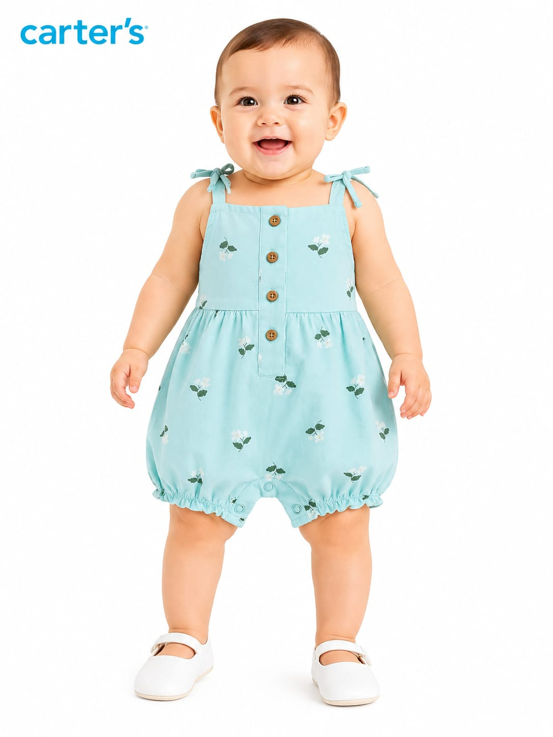 Macacão Curto Carter's Floral Azul Claro para Bebê