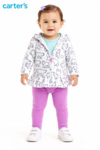Conjunto Carter's 3 Peças para Bebê – Jaqueta, Body e Legging