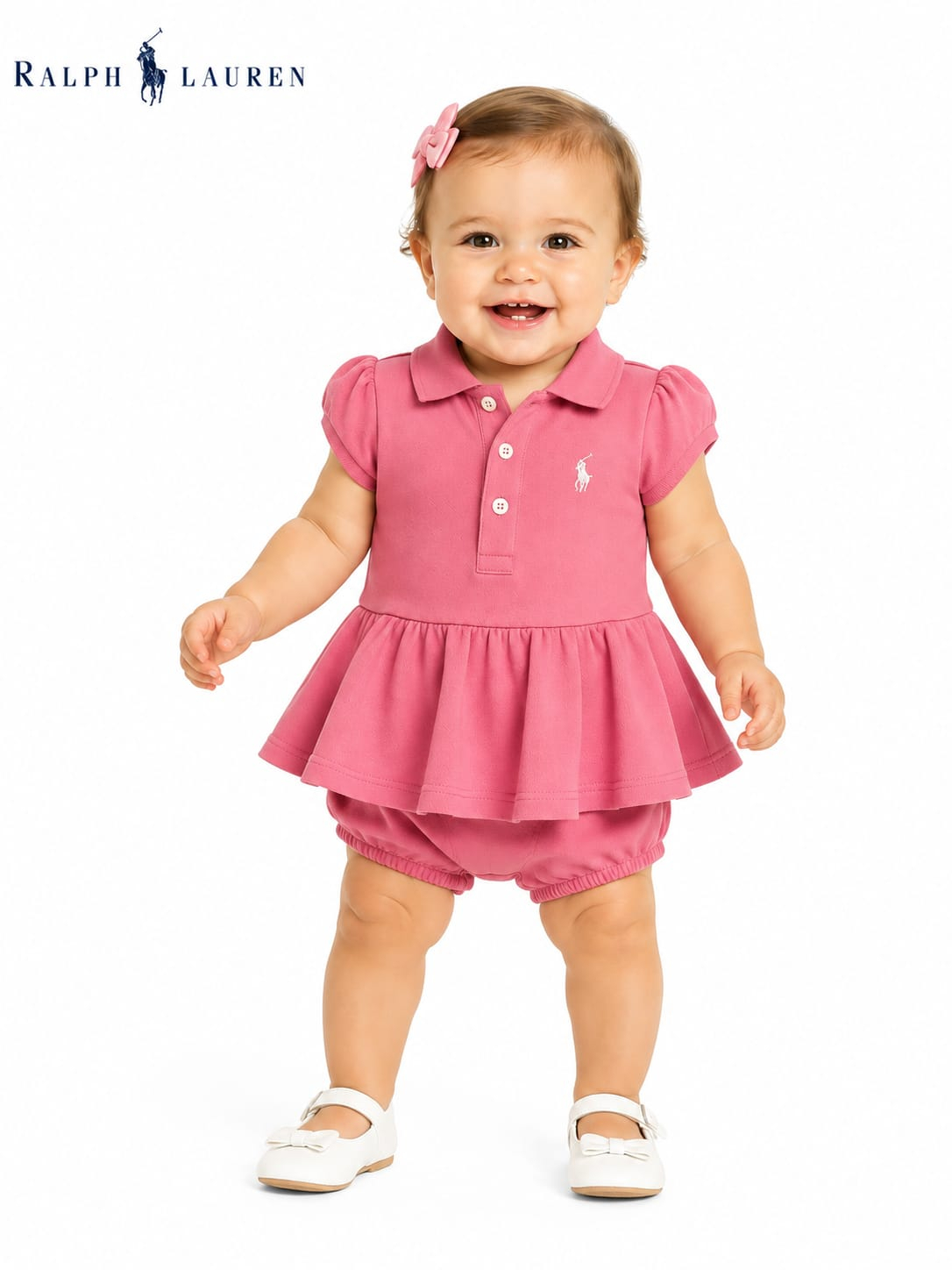 Macacão Curto Infantil Ralph Lauren Pink