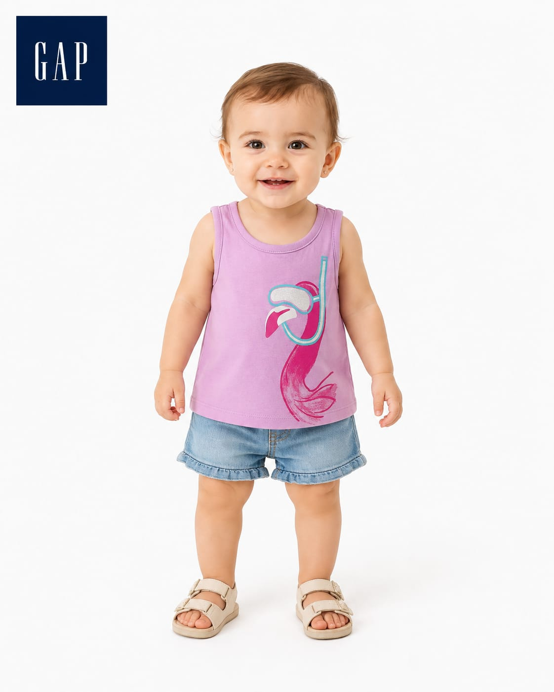 Regata Infantil GAP com Estampa de Flamingo