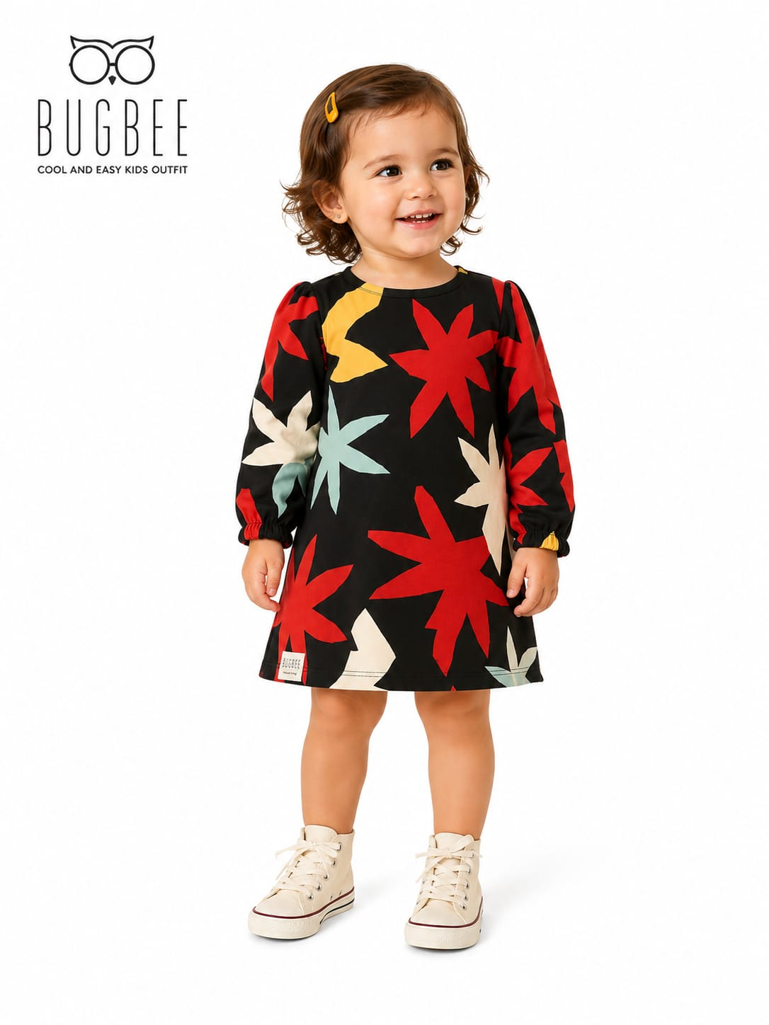 Vestido Infantil Bugbee Manga Longa Estampado