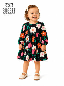 Vestido Infantil Bugbee Floral Manga Longa