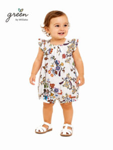 Macacão Curto Infantil Green Floral