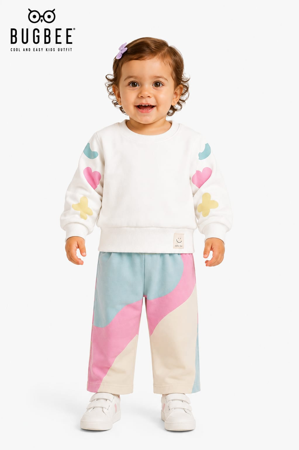 Blusa e Calça infantil Bugbee Off White com Estampa Colorida - Imagem 2