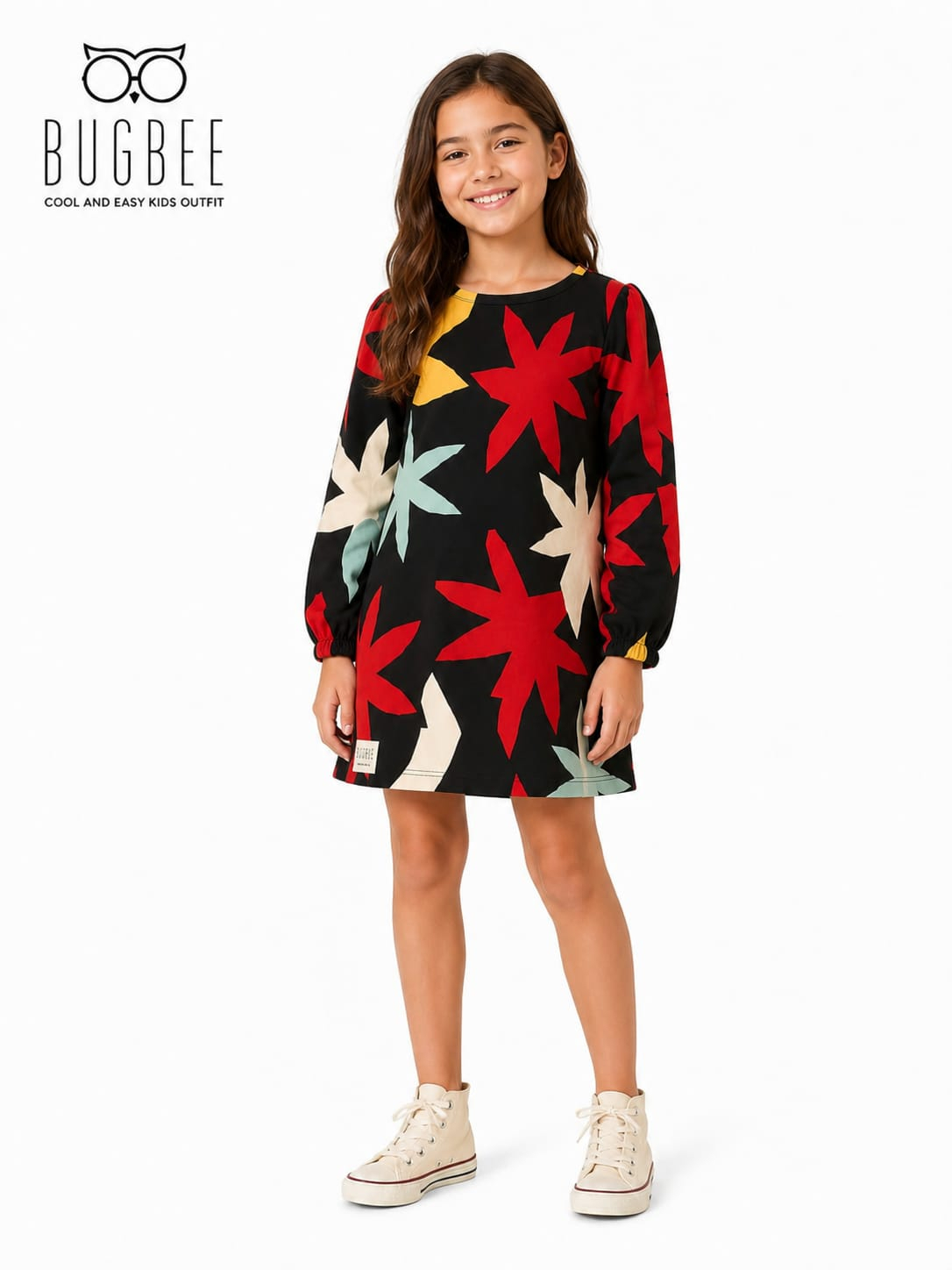 Vestido Infantil Bugbee Manga Longa Estampado