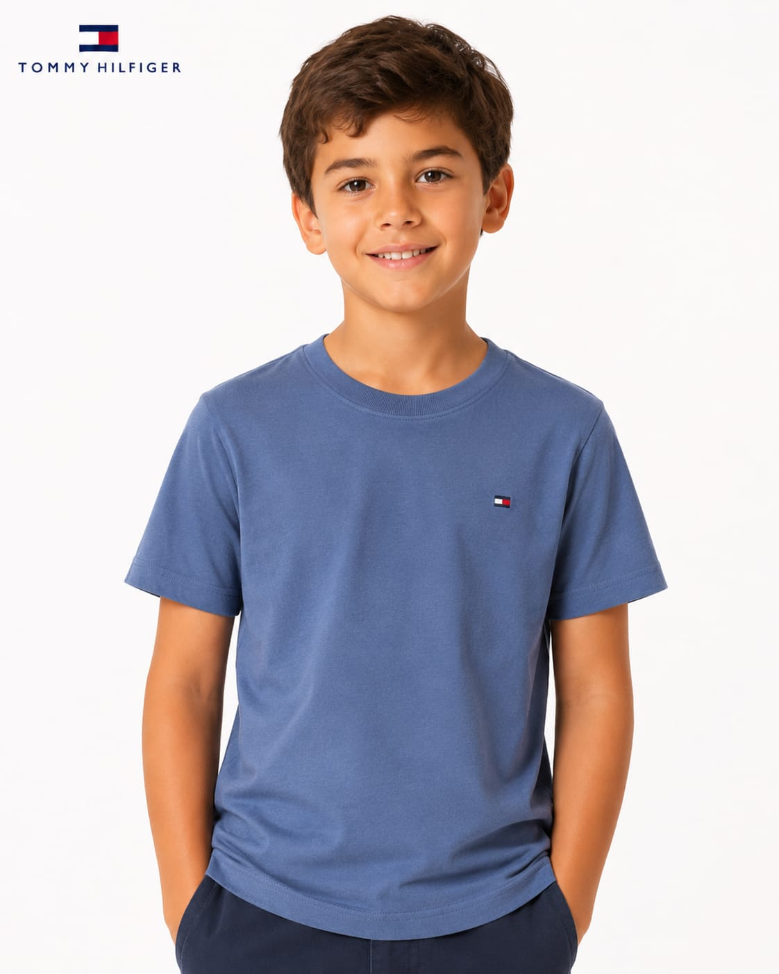 Camiseta Infantil Tommy Hilfiger Azul Manga Curta