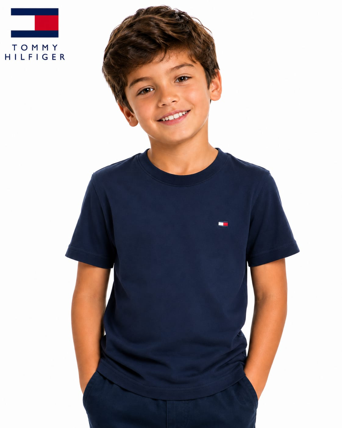 Camiseta Infantil Tommy Hilfiger Azul Marinho Manga Curta