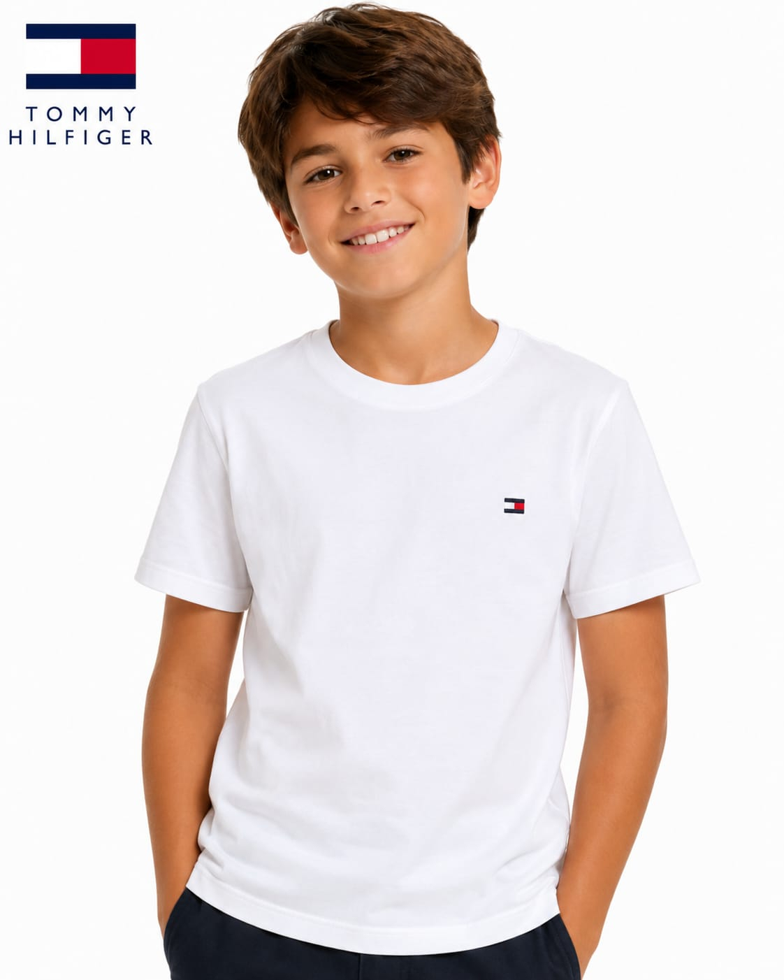 Camiseta Infantil Tommy Hilfiger Branca Manga Curta