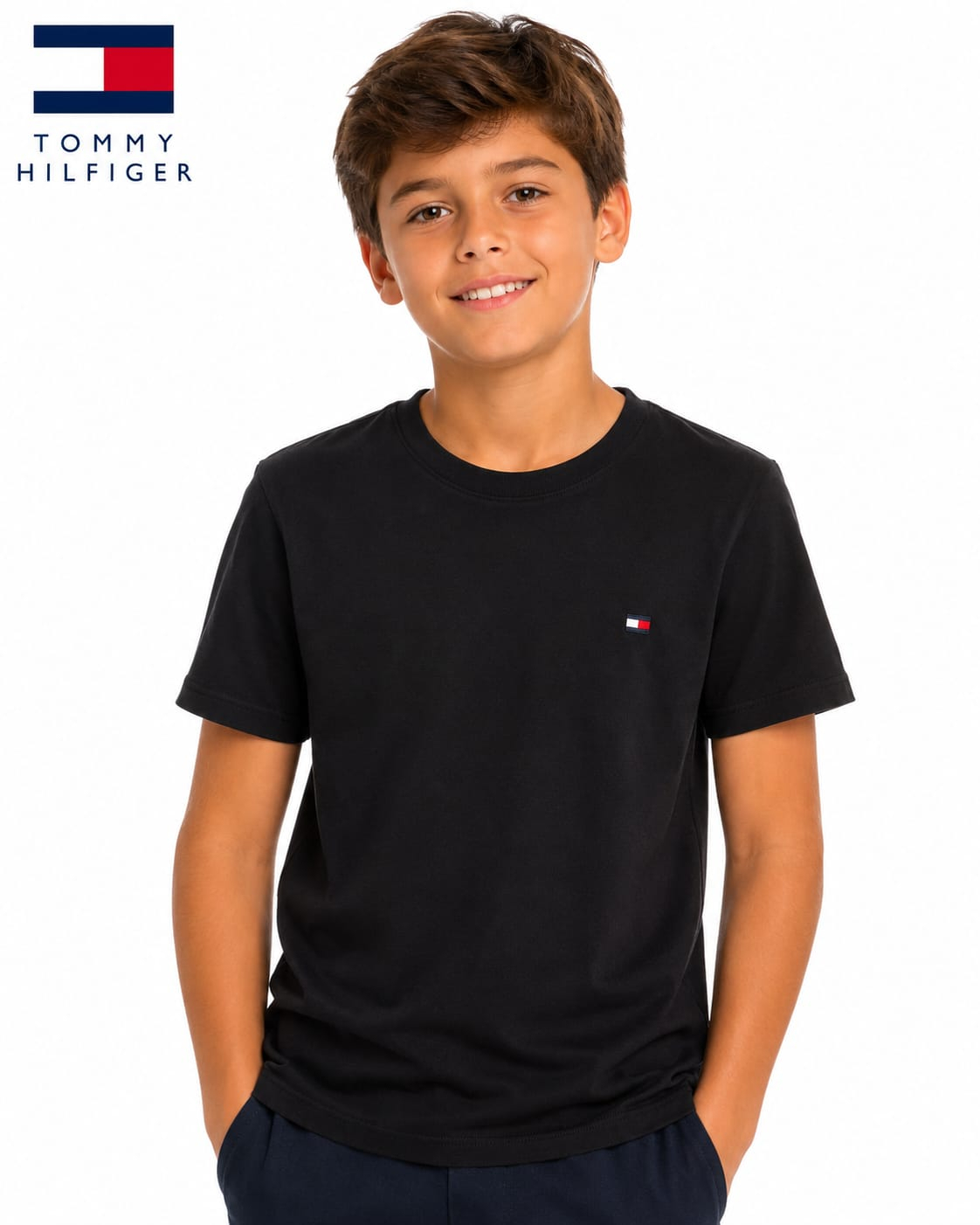 Camiseta Infantil Tommy Hilfiger Preta Manga Curta