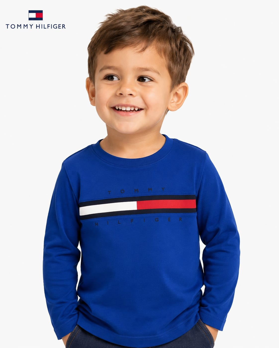 Camiseta Infantil Tommy Hilfiger Azul Royal Manga Longa