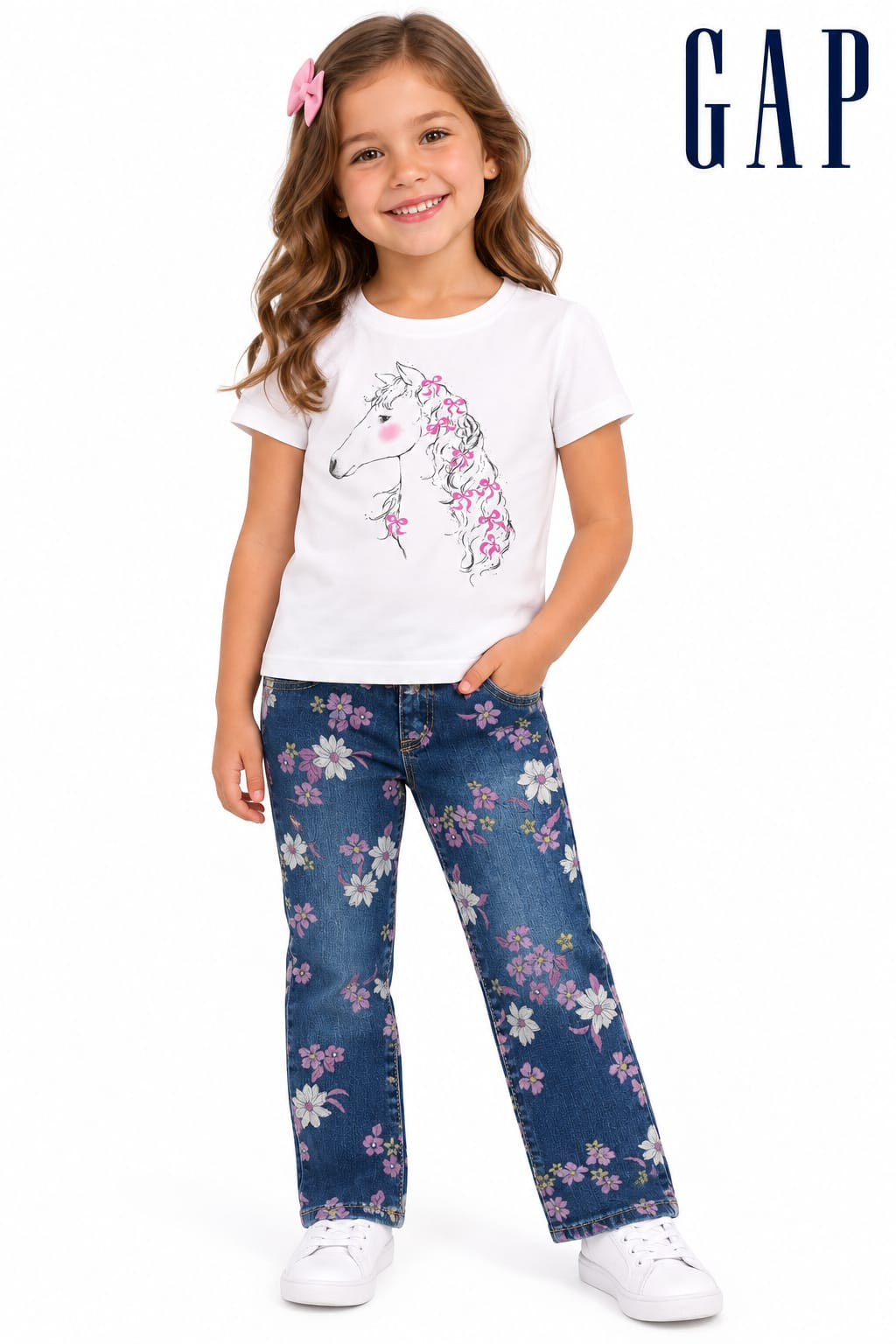 Calça Jeans Infantil GAP Floral Feminina