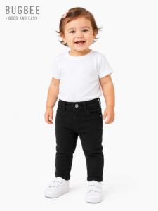 Calça Sarja Moletom Jeans Infantil Preta Bugbee