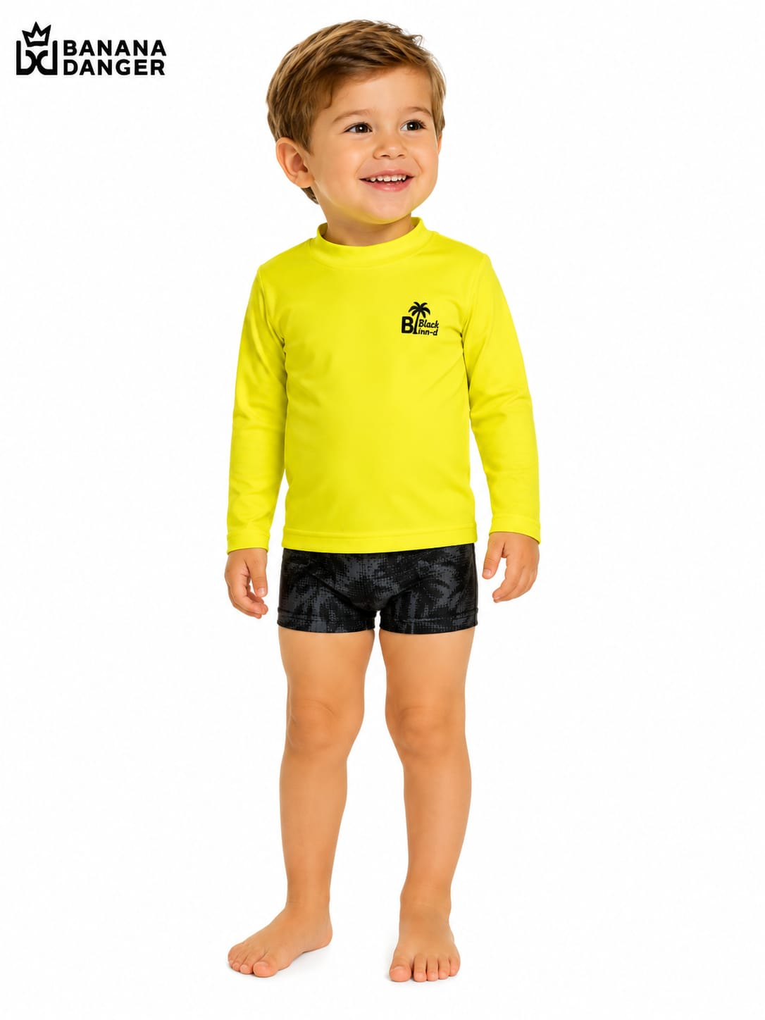 Camiseta UV 50+ Neon + Sunga Estampada Banana Danger