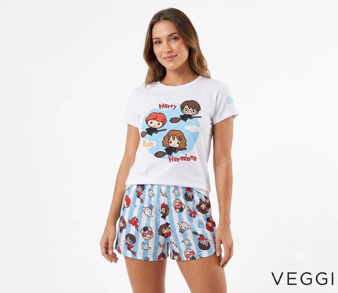 Pijama Feminino Adulto Veggi Harry Potter