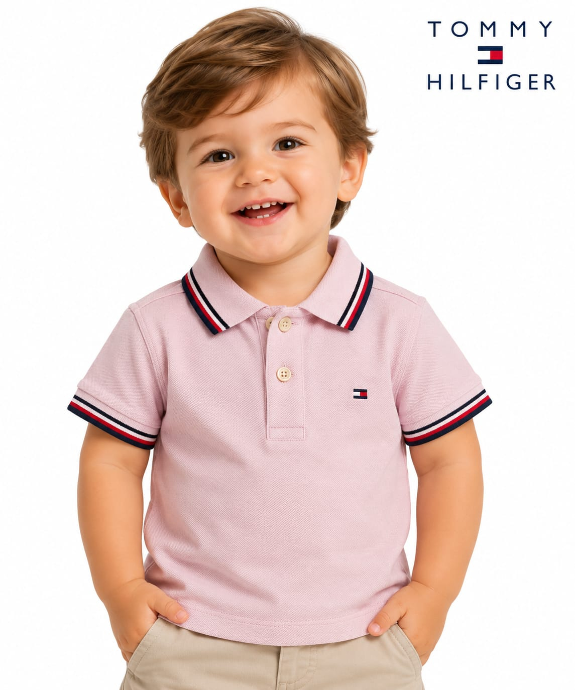 Polo Infantil Tommy Hilfiger Rosa Claro