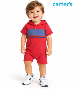 Macacão Curto Carter’s com Capuz – Vermelho