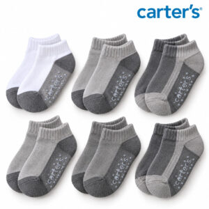 Kit Meias Carter’s Cinza e Branca 6 Pares