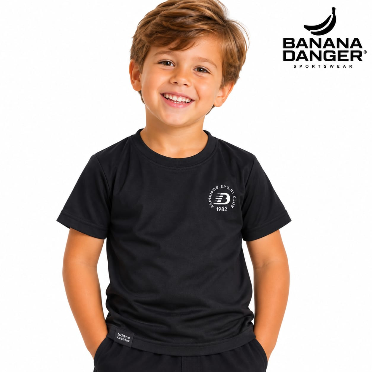 Camiseta Dry Fit Preta Infantil Banana Danger