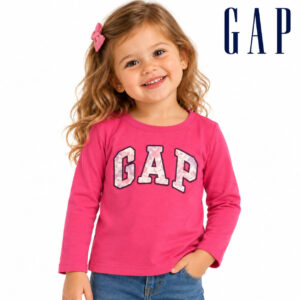 Camiseta GAP Manga Longa Infantil Rosa – Meia Estação
