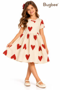 Vestido Infantil Bugbee Coração Artsy Estampado