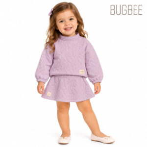 Conjunto Infantil Bugbee Blusa e Saia Matelassê