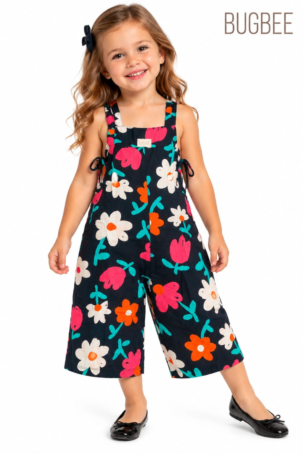 Jardineira Viscose Floral Infantil Bugbee