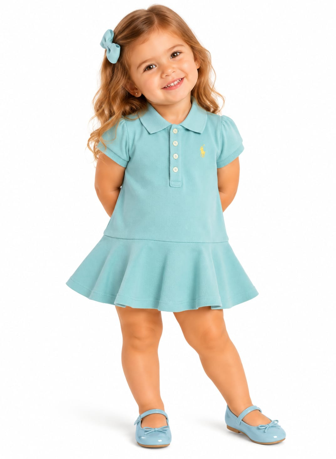 Vestido Infantil Polo Ralph Lauren Verde Água