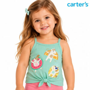 Regata Infantil Carter's Verde com Estampa de Unicórnios