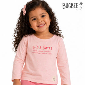 Blusa Meia Malha Infantil Girl Boss Rosa Bugbee