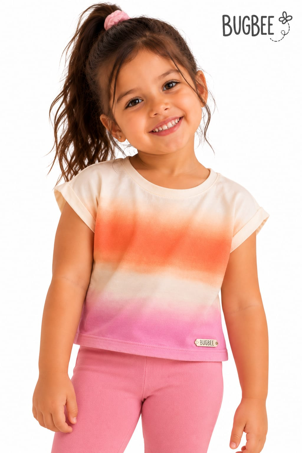 Camiseta Infantil Bugbee Degradê Rosa e Laranja