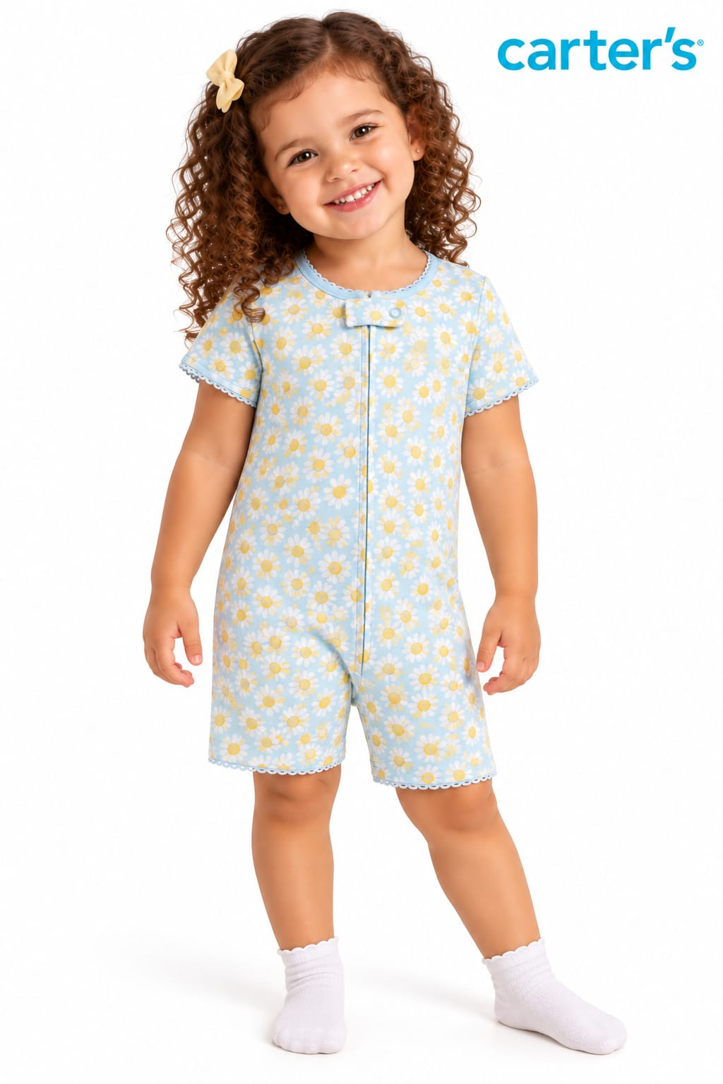 Macacão Infantil Azul Carter's Floral Margaridas